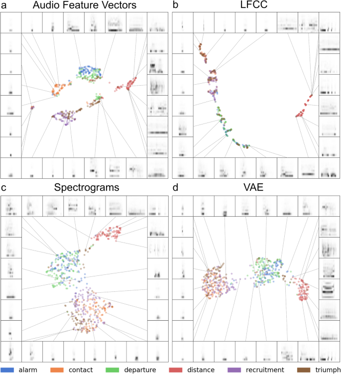 Four acoustic maps of greylag goose calls